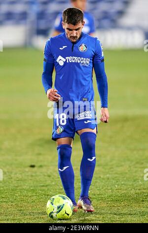 Getafe, Madrid, Espagne. 20 janvier 2021. Mauro Arambarri de Getafe FC pendant le match de la Liga entre Getafe CF et SD Huesca au Coliseum Alfonso Perez à Getafe, Espagne. 20 janvier 2021. Credit: Angel Perez/ZUMA Wire/Alay Live News Banque D'Images