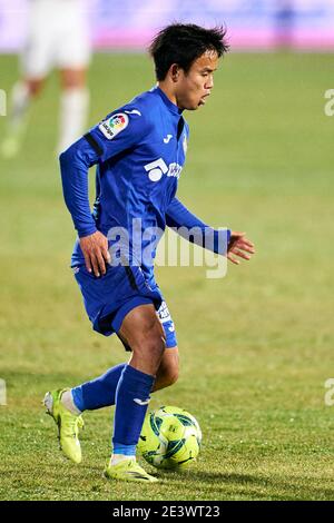 Getafe, Madrid, Espagne. 20 janvier 2021. Takefusa Kubo de Getafe FC pendant le match de la Liga entre Getafe CF et SD Huesca au Coliseum Alfonso Perez à Getafe, Espagne. 20 janvier 2021. Credit: Angel Perez/ZUMA Wire/Alay Live News Banque D'Images