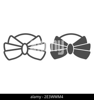 Ligne de turban et icône pleine, concept de vêtements d'été, coiffe d'été pour enfants avec un signe d'arc sur fond blanc, icône de l'adresse de la coiffe de Turban dans le contour Illustration de Vecteur