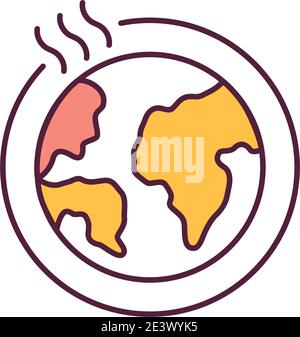 Icône de couleur RVB orange globe chauffé Illustration de Vecteur