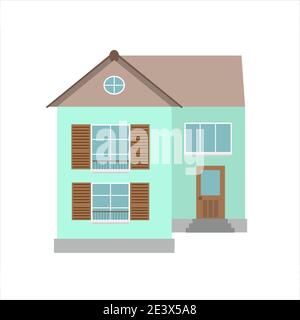 Petit bâtiment tendance de maison en couleur menthe vecteur illustration dans un élément simple de style plat pour créer un arrière-plan urbain minimaliste Illustration de Vecteur