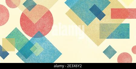 Arrière-plan moderne abstrait bleu vert rouge et jaune beige couleurs et formes carrées et blocs modernes de forme rectangulaire en losange dans un geom aléatoire Banque D'Images