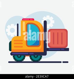 chariot élévateur avec illustrateur de vecteur de concept de boîte Illustration de Vecteur