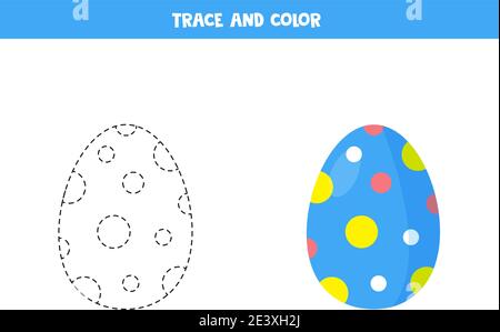 Tracer et colorer l'œuf de Pâques. Jeu éducatif pour les enfants. Pratique de l'écriture et de la coloration. Illustration de Vecteur