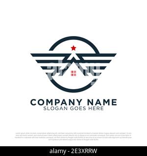 Inspiration de conception de logo de l'immobilier américain militaire, idéal pour le vecteur de logo de bâtiment d'architecture Illustration de Vecteur