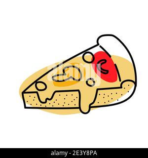 Icône en forme de doodle à pizza pour illustration vectorielle de la décoration de la cuisine et du Web Illustration de Vecteur