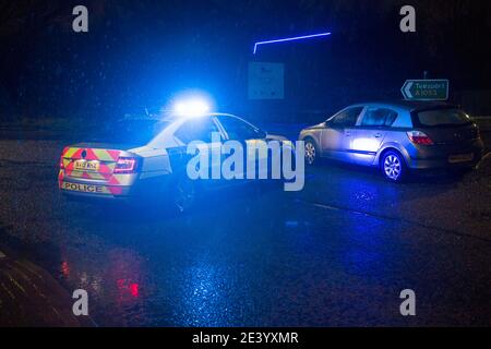 Teesport, Middlesbrough, Teesside, Royaume-Uni. Mercredi 20 janvier 2021: Les photos montrent une voiture coincée dans une inondation sur la route du quai de Tees qui est l'entrée de te Banque D'Images