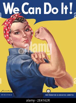 Rosie le Riveter icône des médias américains associée aux travailleuses de la défense pendant la Seconde Guerre mondialeAffiche « nous pouvons le faire », symbole de la main-d'œuvre féminine Banque D'Images