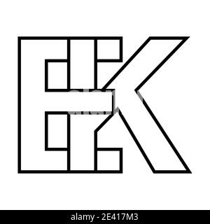 Logo signe EK et KE icône signe lettres entrelacées K, E vecteur logo ek, ke premières lettres majuscules motif alphabet e, k Illustration de Vecteur