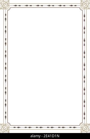 Cadre vertical blanc avec bordures décorées Banque D'Images