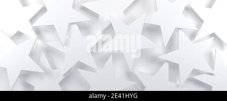 Arrière-plan 3D étoiles géométriques blanches. rendu 3d. Banque D'Images
