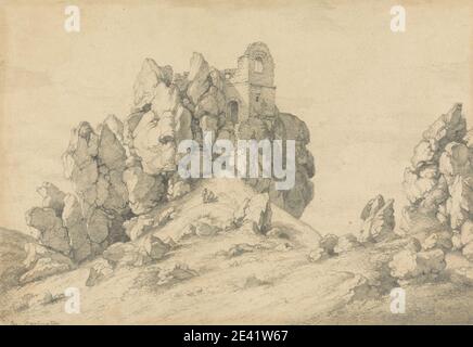 Joseph Farington, 1747–1821, British, Roche Rocks, non daté. Graphite sur papier vélin fin, légèrement texturé, crème. Sujet architectural , château , colline , rochers (formes de terrain). Cornwall , Angleterre , Europe , Roche , Royaume-Uni Banque D'Images