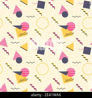 Mode - motif rétro des années 90. Vecteur géométrique Memphis de style années 80-90. texture sans couture des années 1990. Illustration de Vecteur
