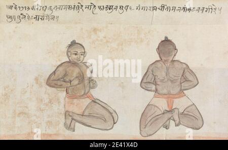 Gangaram Chintaman Tambat, actif 1790, anglo-indien, deux Jeyties, 1792. Aquarelle et graphite sur papier crème, moyennement texturé. Banque D'Images