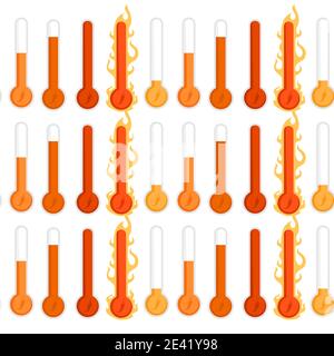 Échelle de chaleur au poivre de Scoville à motif sans couture, peu épicée à très épicée illustration vectorielle active sur fond blanc Illustration de Vecteur