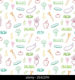 Vecteur de légumes colorés. Doodle transparente texture végétale. Illustration de Vecteur