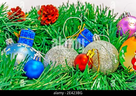 Joyeux Noël et joyeux nouvel an carte postale décoration Banque D'Images