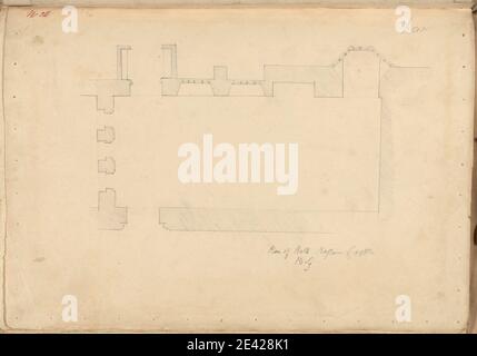 Artiste inconnu, (B Green), Château de Raglan, Monbucshire, pays de Galles: Plan of Hall, non daté. Graphite sur papier vélin moyen, lisse et crème. Sujet architectural , gothique (médiéval) , halls , plans (dessins). Monbucshire , Château de Raglan Banque D'Images