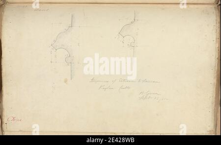 Artiste inconnu, (B Green), Château de Raglan, Monbucshire, pays de Galles : parcours d'entrée de l'escalier, 1831. Graphite sur papier vélin moyen, légèrement texturé, crème. Sujet architectural , château , gothique (médiéval) , plans (dessins) , sections. Monbucshire , Château de Raglan Banque D'Images