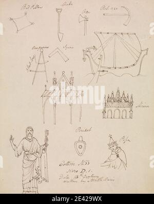 Robert Smirke, 1752â€"1845, British, Studies from Cotton MSS Nero, non daté. Encre crayon et brune sur papier moyen, légèrement texturé, crème, vélin, sur papier épais, lisse, marron, vélin. Shakespeare, William (1564-1616), dramaturge et poète Banque D'Images