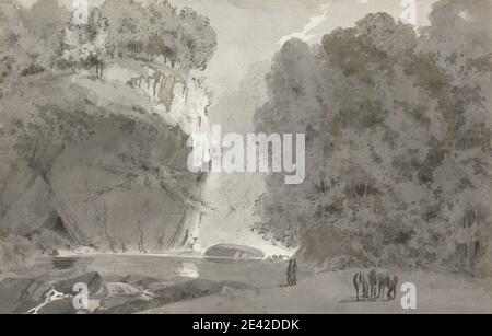 Le révérend William Henry Barnard, 1767â€"1818, britannique, UN Crag Rocky, non daté. Lavage gris et noir sur papier blanc bleuté, moyennement texturé, moyennement épais, légèrement texturé, crème, papier vélin. Banque D'Images
