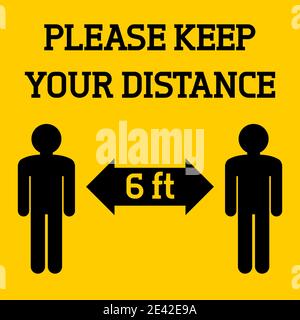 Veuillez garder votre distance. Signe de vecteur de distance sociale. Illustration de Vecteur