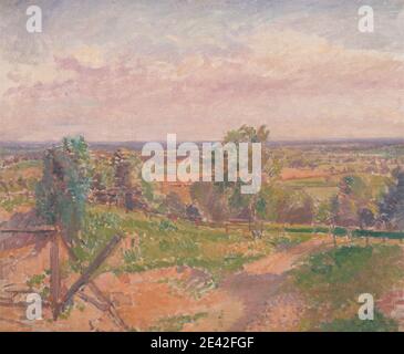 Spencer Frederick Gore, 1878-1914, British, un vaste paysage dans le Yorkshire, env. 1907. Huile sur toile. boulder , coups de pinceau , clôture , champs (terre agricole) , porte , horizon ligne , paysage , chemin , route , rural , ciel , arbres. Angleterre , Europe , Royaume-Uni , Yorkshire Banque D'Images