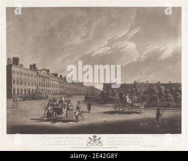 Robert Pollard, 1755â€"1838, British, vue de Grosvenor Square, 1789. Gravure et aquatint sur du papier légèrement épais, modérément texturé, crème, couché. Banque D'Images