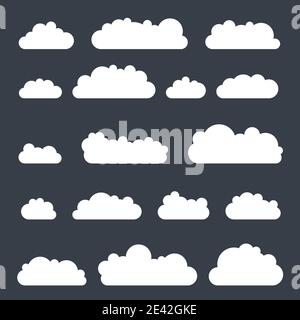 Ensemble de nuages blancs. Collection d'illustrations vectorielles de dessins animés simples. Illustration de Vecteur