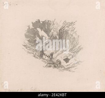 Imprimé par W. R. Smith, actif 1819â€“1851, Hospice du Grand Saint-Bernard, numéro 11 (la maison morte) (vignette), 1830. Gravure; gravure ouverte sur du papier de vélin épais, légèrement texturé, à la crème et à la chine-collé. Banque D'Images