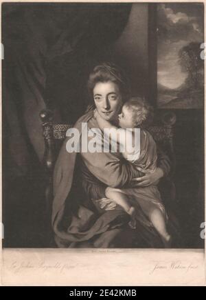 Imprimé par James Watson, 1740â€“1790, British, Lady Caroline Scarsdale et son fils l'honorable John Curzon, non daté. Mezzotint (premier état) sur papier couché, modérément épais, moyennement texturé, crème. Banque D'Images