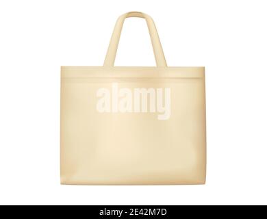 Sac en tissu jaune en coton pour faire du shopping écologique illustration réaliste de vecteur sur fond blanc Illustration de Vecteur