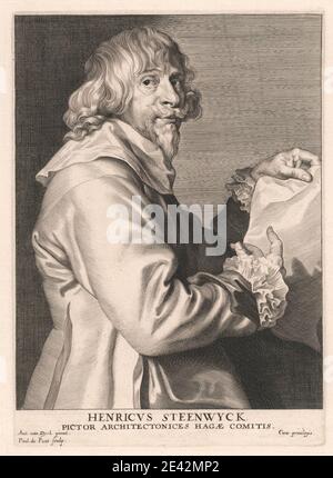 Paulus Pontius, 1603â€"1658, Flamand, Henricus Steenwyck, Pictor Architectrices HagÃ¦ Comitis, ca.1635. Gravure en ligne et gravure à crépi sur papier blanc, moyennement texturé, brun. Banque D'Images