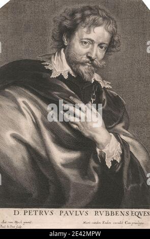 Paulus Pontius, 1603â€"1658, Flamand, D. Petrus Paulus Rubbens Eques, ca.1635. Gravure en crépi et gravure au trait sur papier blanc bleuté, moyennement épais, légèrement texturé, crème, paillé, moyennement épais, légèrement texturé. Banque D'Images