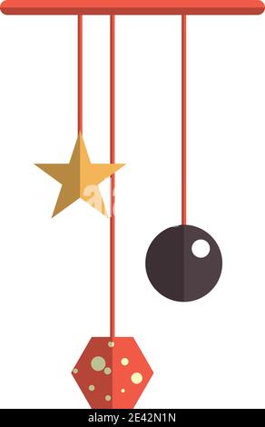 Jouet de hochet suspendu pour bébé, icône de jouet de berceau pour nouveau-né, illustration isolée à vecteur plat. Illustration de Vecteur