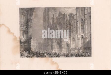Thomas Higham, 1796–1844, British, Cathédrale de Rouen, 1834. Gravure de ligne. Banque D'Images