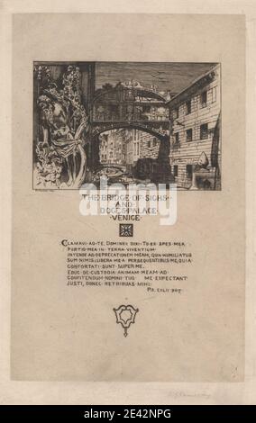Sir David Young Cameron, 1865-1945, British, The Bridge of Soupirs [North Italian Set: No 20], 1894. Gravure sur papier déposé. Banque D'Images