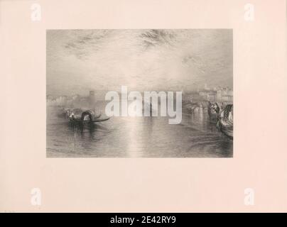 James Charles Armytage, 1802â€"1897, Britannique, approche de Venise, 1859-1879. Gravure en acier. Banque D'Images