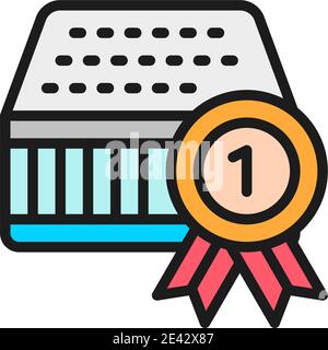 Matelas de qualité, garantie, icône de ligne de couleur plate de récompense. Illustration de Vecteur