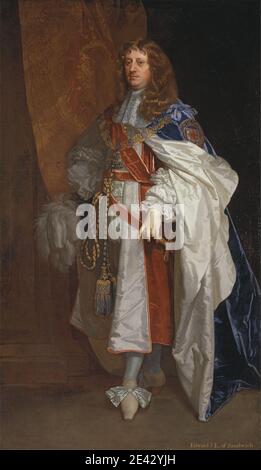 Sir Peter Lely, 1618–1680, néerlandais, actif en Angleterre (de 1643), Edward Montagu, premier comte de Sandwich, 1660 à 1665. Huile sur toile. Culottes , manteau , costume , costume , double , comte , plumes , intérieur , Chevalier du Garter , homme , portrait , épée , pampille , gilet. Montagu [Mountagu], Edward, premier comte de Sandwich (1625-1672), officier militaire et naval et diplomate Banque D'Images