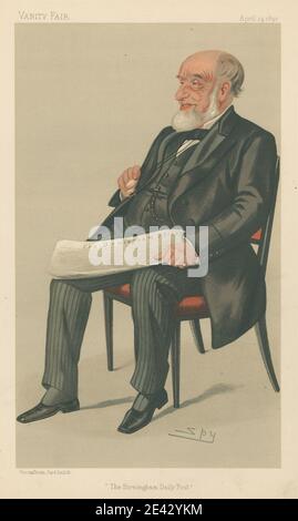 Leslie Matthew 'Spy' Ward, 1851–1922, British, Vanity Fair: Newspermen; 'The Birmingham Daily Post', M. John Jaffrey, 19 avril 1890 (B197914.527), 1890. Chromolithographe. Banque D'Images