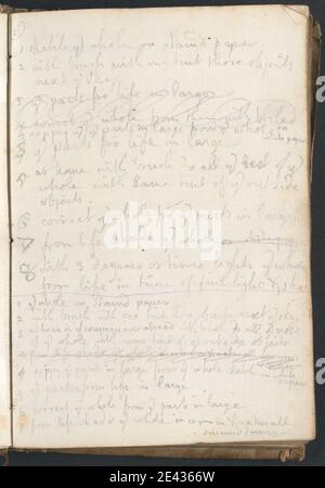 Alexander Cozens, 1717–1786, British, page 6, Notes sur les méthodes de dessin, 1746. Graphite sur papier peint moyen, légèrement texturé, crème, lié en vélin. Sujet architectural , bâtiments , forum , Grand Tour , ruines , croquis , arbres. Italie , Rome Banque D'Images