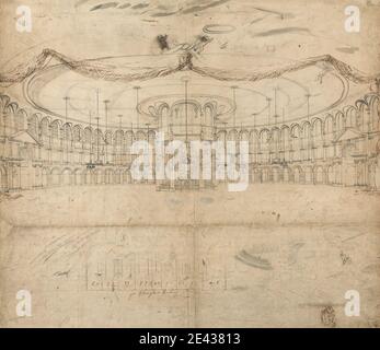 William John Newton, 1785â€"1869, British, Design for the Rotunda, Ranelagh Gardens, non daté. Stylo et encres noires et brunes, graphite; (verso) graphite et bruns laver sur papier légèrement texturé, moyen, crème. Sujet architectural, design, vue intérieure, jardin de plaisir Banque D'Images