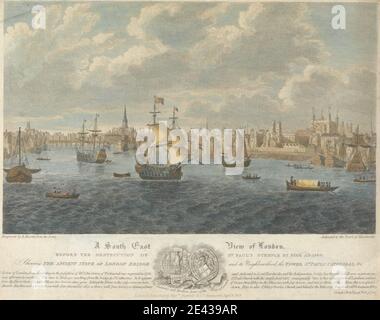 Bartholomew Howlett, 1767â€“1827, British, A South East View of London, sans date. Gravure de couleur main. Banque D'Images