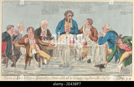 Charles Ansell, vers 1752â€"active 1790, britannique, larmes de sensibilité - sympathie un poème - soyons tous malheureux ensemble - c.-à-d. - le Club de cochon en détresse etc, etc, 1797. Gravure, couleur main. . club (association) Banque D'Images