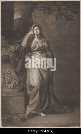 Imprimé par Robert Dunkarton, 1744â€"1811, British, Mme Yates as 'Melancholy' in 'il Penseroso', 1771. Mezzotint sur du papier crème moyennement texturé. Banque D'Images