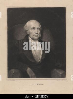 John Sartain, 1808-1897, américain, Portrait de James Madison, 1833. Mezzotint sur papier vélin. Banque D'Images