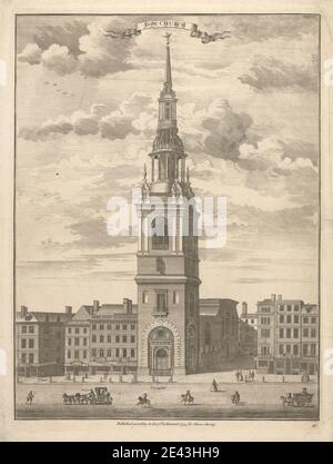 Sutton Nicholls, active 1725, British, Bow Church, 1754. Gravure. Banque D'Images