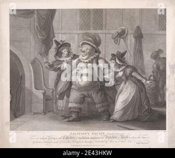 John Chapman, actif ca. 1792â€“1823, British, Falstaff's Escape - les femmes Joyeuses de Windsor, Act IV, Scene II Gravure et gravure à crépi. Shakespeare, William (1564-1616), dramaturge et poète Banque D'Images