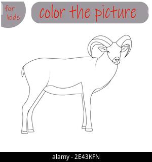 livre de coloriage pour enfants animaux de ferme, chèvre de montagne Illustration de Vecteur